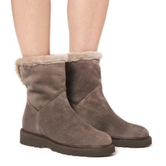 Aquatalia Kimberly Weatherproof Suede & Shearling Booties, New, Size 12